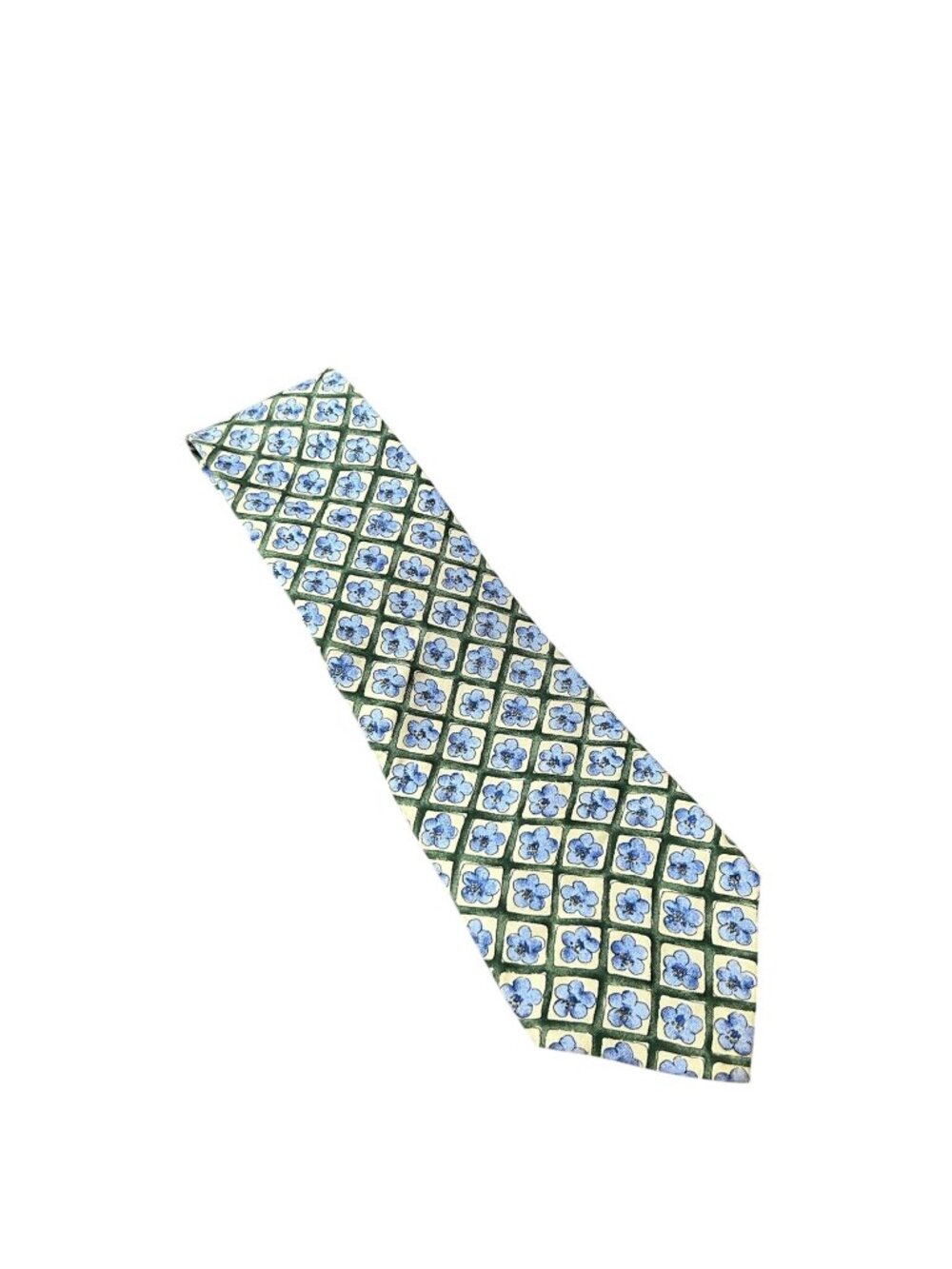 Colours By Alexander Julian One Size Blue Green Floral Silk Tie Vintage Retro